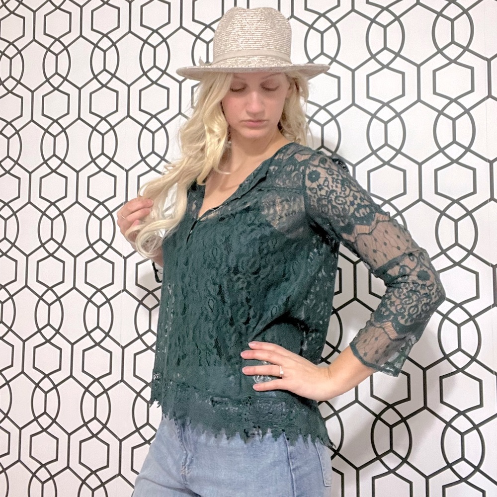Dark green lave long sleeve top